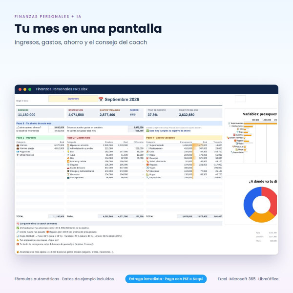 Plantilla Excel Finanzas Personales + Asistente IA