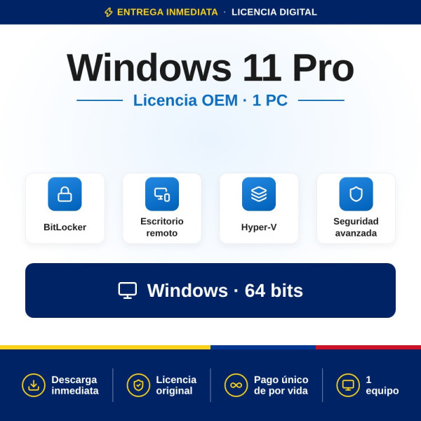 Comprar Windows 11 Pro OEM Colombia | Para PC Nuevo | Licencia Barata