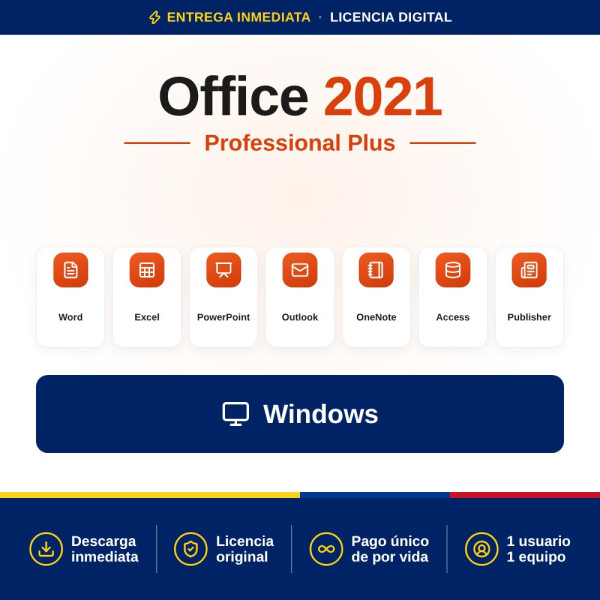 Comprar Office 2021 Pro Plus Colombia | Licencia Vitalicia | Windows 10/11