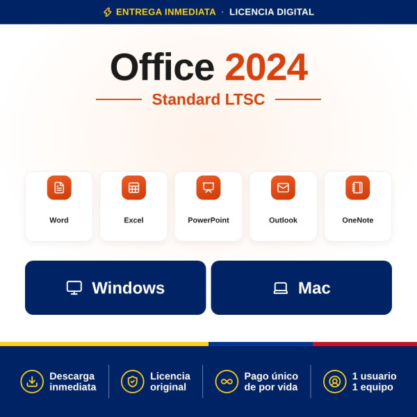 Comprar Office 2024 Standard Colombia | Para PC y Mac | Licencia Vitalicia
