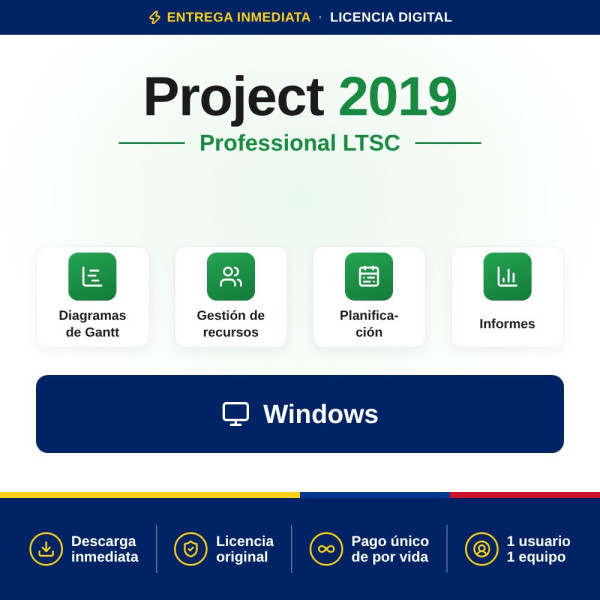 Comprar Licencia de Volumen Microsoft Project LTSC Professional 2019 | Colombia