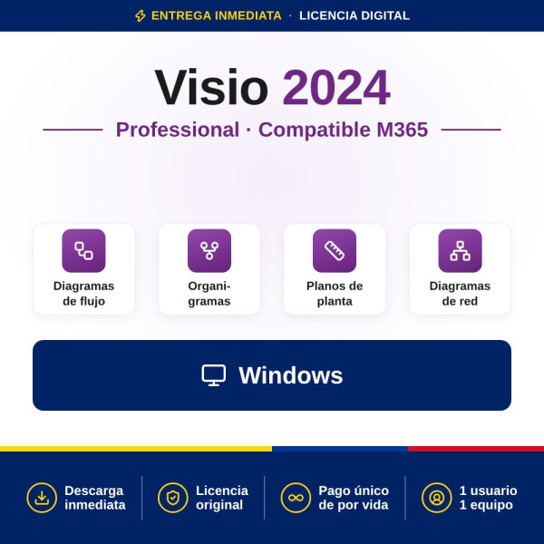 ▶️ Licencia Visio Professional 2024 para 1 PC | Colombia