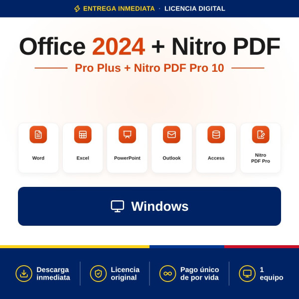 Pack Office 2024 Professional Plus + Nitro PDF Pro 10 para Windows