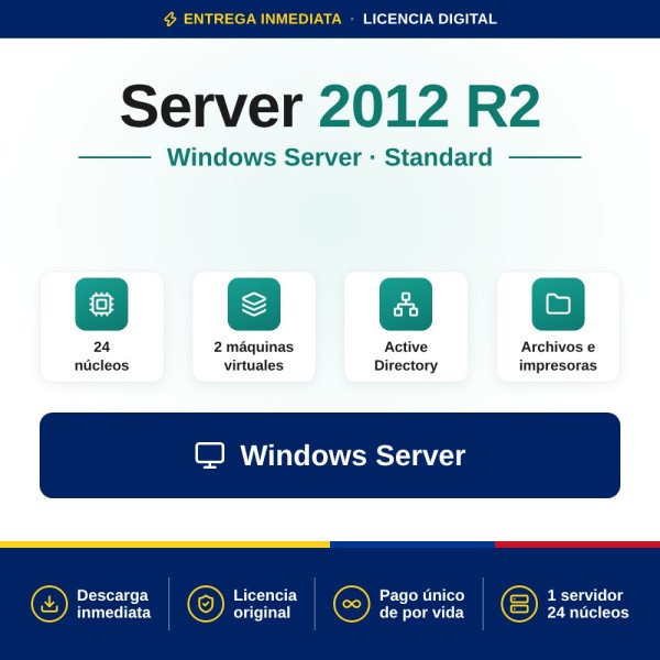 Licencia Microsoft Windows Server 2012 R2 Standard - 16 cores | Colombia