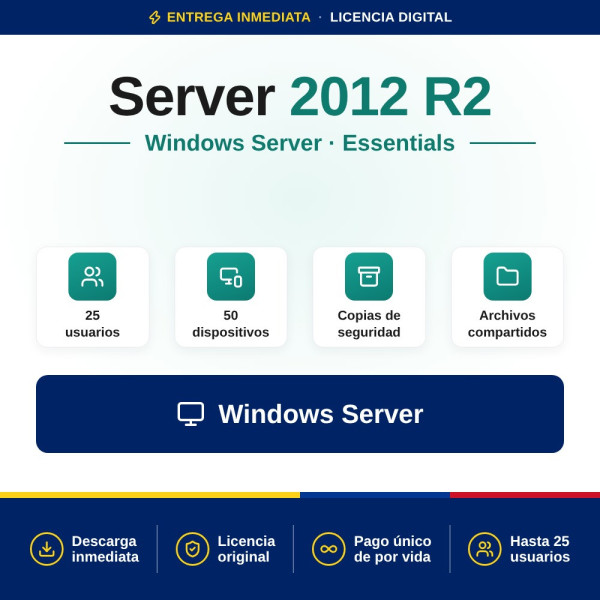 Licencia Microsoft Windows Server 2012 R2 Essentials - 16 cores | Colombia