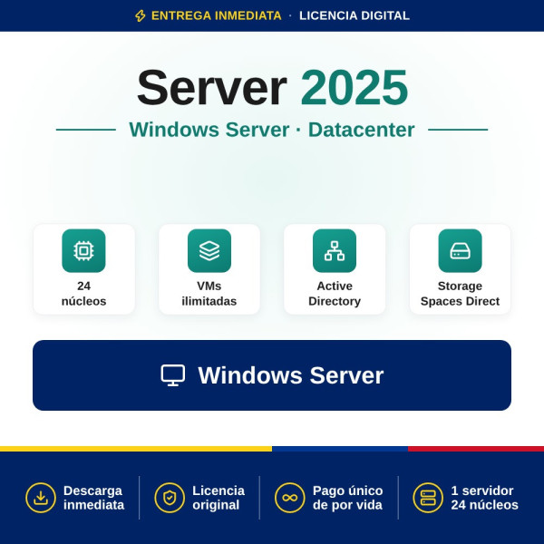 Licencia Microsoft Windows Server 2025 Datacenter a un Precio Único Colombia