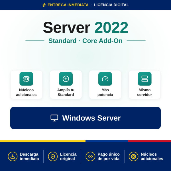 Compra Windows Server 2022 Core Add-On: Eficiencia asegurada | Colombia
