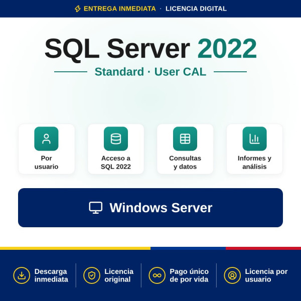 Comprar Microsoft SQL Server 2022 Standard User CAL al mejor precio Colombia