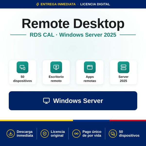 Remote Desktop Services device connections (50) para Windows Server 2025 | Colombia