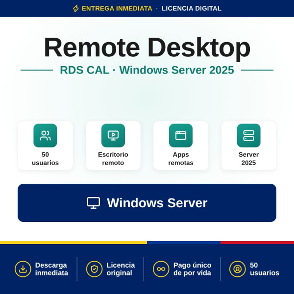 Remote Desktop Services user connections (50) para Windows Server 2025 Colombia