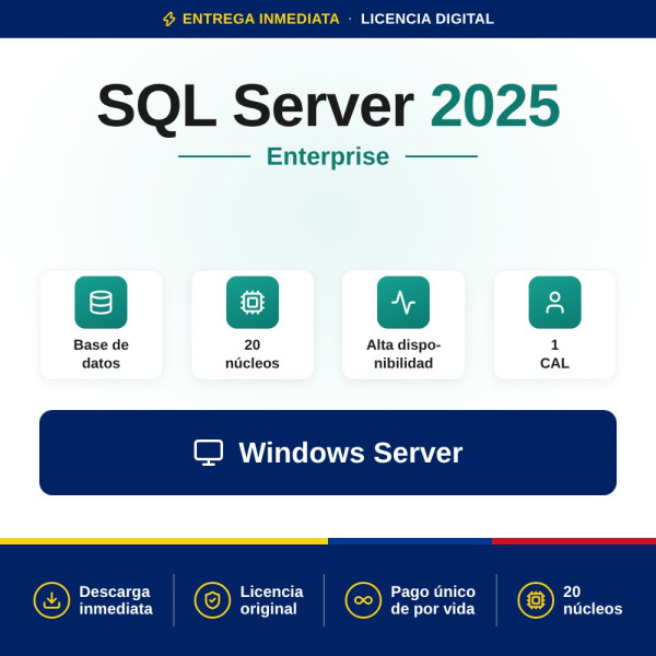 Licencia Microsoft SQL Server 2025 Standard - 20 cores - 1 Cal