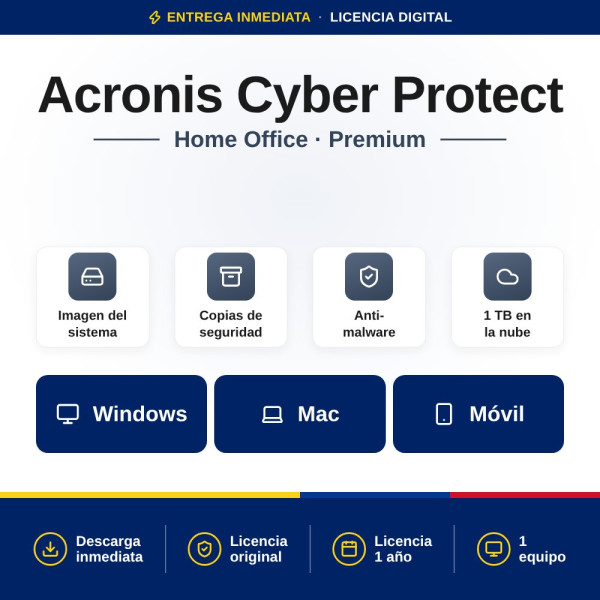 Acronis Cyber Protect Home Office Premium para PC/MAC + 1 TB | Colombia