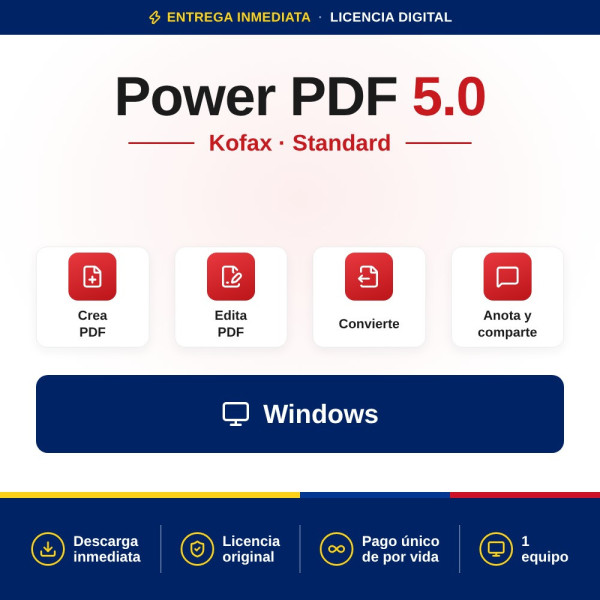 Kofax Power PDF 5.0 Standard: Mejora tus documentos PDF | Mejor Precio Colombia