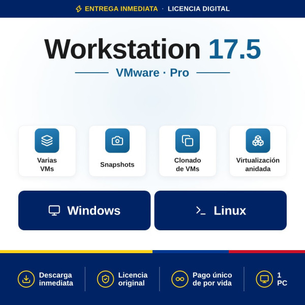 Vmware Workstation 17 Pro ▶️ Licenza a vita | Mejor Precio Colombia